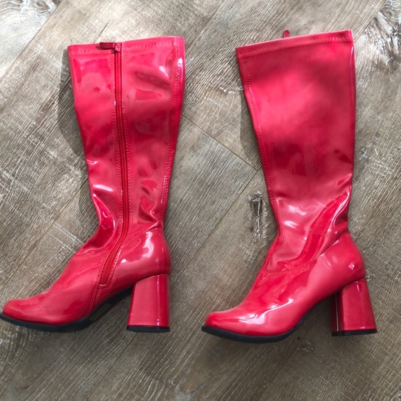 red knee high cowboy boots